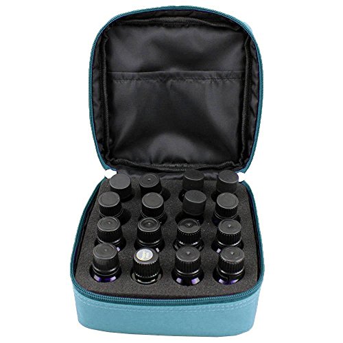 Soothing Terra 16 Bottle Essential Oil Carrying Case with Foam Insert - Holds 5ml, 10ml, 15ml and Roll Ons - Light Blue...