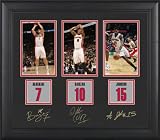 Andrea Bargnani, DeMar DeRozan, and Amir Johnson Framed 4x6 Photgraphs | Details: Toronto Raptors, with Facsimile Signatures and Jersey Number Replica Miniatures