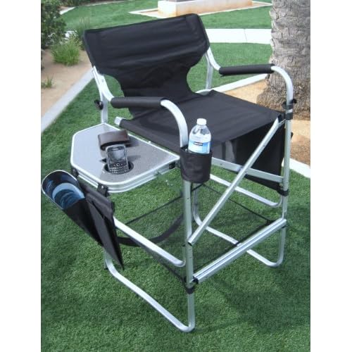 AWARD WINNING BLACK BEAUTY Tall Directors Chair Telescopic Folding Chair Design, Easy To Carry