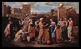 Nicolas Poussin (Rebekah at the well with Elise, the bride and advertisers on behalf of Isaac, Abraham) Gold Wood-Mounted Art Poster Print - 13