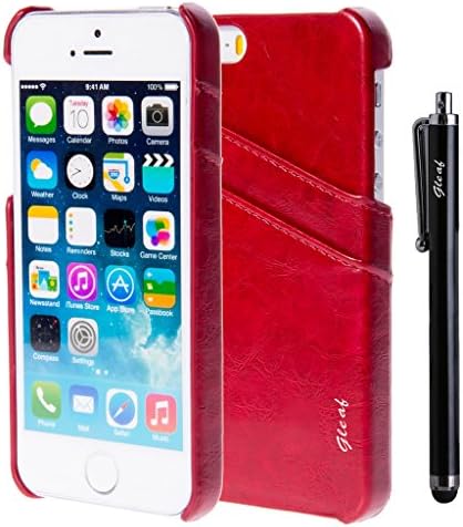 iPhone 5s Case, iPhone 5 Case, Gleaf(TM) Apple iPhone 5s Case Premium Leather Case with Card Holder (Red)
