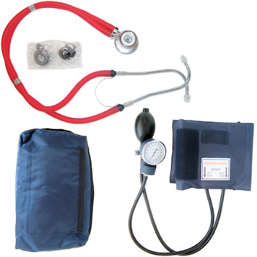 Red Sprague Rappaport Stethoscope & Aneroid Sphygmomanometer Plus Carry Case