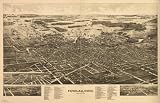 GIANT Wall Sticker of: Panoramic map of historic Findlay, Ohio, the Gas City. Burleigh Lith. Est.