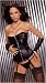 Leather zip front Corset with Lace Up detail and boning Adjustable and detachable Garters, shown with item EML9180 and EML9171 in Small Medium Large X-Large or Queen Plus 1X 2X 3X