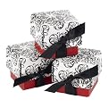 Set of 25 Filigree Favor Boxes with Ribbon - Red