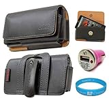 Black Horizontal Premium Leather Holster Carrying Case with Removable Belt- ....