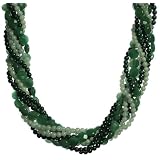 14k Yellow Gold Malachite, Green Jadeite and Green Aventurine Necklace, 18