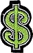 Dollar Bill Sign - $ - Embroidered Iron On or Sew On Patch