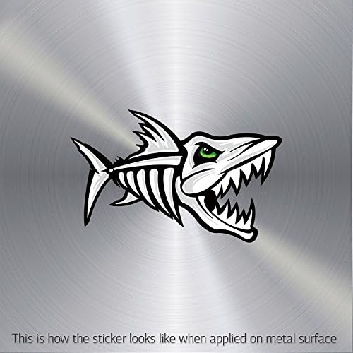 Decor Stickers Skeleton Fishbone Power Fishing Vinyl Motorbike Permanent ho (12 X 7.52 In)