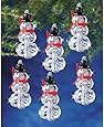 Beadery Holiday Beaded Ornament Kit, Faceted Elegant Snowmen, 2 by 1-Inch Makes 12