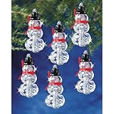 Beadery Holiday Beaded Ornament Kit, Faceted Elegant Snowmen, 2 by 1-Inch Makes 12
