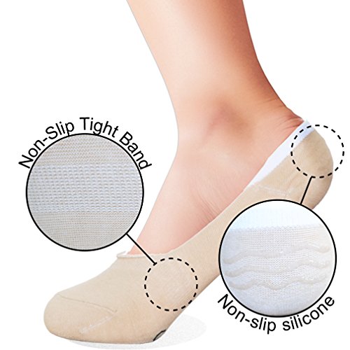 Basico Womens No Show Cotton Premium Liner Socks With Silicon
