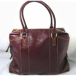 Fendi Handbags (Burgundy) B Mix Pebbled Patent Leather Duffle Bag 8BL096 REDUCED!