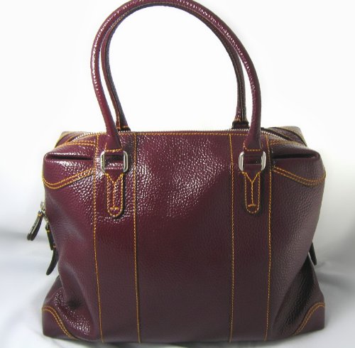 Fendi Handbags (Burgundy) B Mix Pebbled Patent Leather Duffle Bag 8BL096