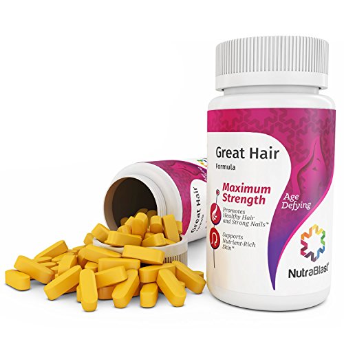 NutraBlast Great Hair Complete Essential Nutrients Formula with Biotin, Folic Acid, and Ginkgo Biloba - Supports Healthy Hair, Vibrant Skin, and Strong Nails - Made in USA (30 Coated Tablets) NutraBlast Great Hair Complete Essential Nutrients Formula with Biotin, Folic Acid, and Ginkgo Biloba - Supports Healthy Hair, Vibrant Skin, and Strong Nails - Made in USA (30 Coated Tablets)