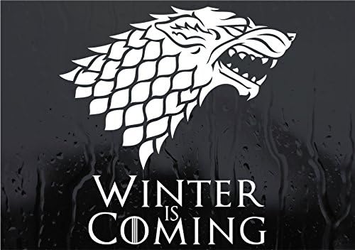 6" Stark Direwolf Winter Is Coming Game of Thrones Car Truck Window Die-Cut Vinyl Decal Sticker (Color: White)