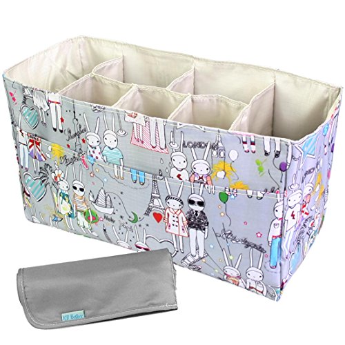 KF Baby Diaper Bag Insert Organizer (14 x 6.4 x 8 inch, Gray) + Diaper Changing Pad Value Combo