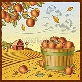 IMAGE OF Wallmonkeys Peel and Stick Wall Decals - Landscape with Apple Harvest - 48