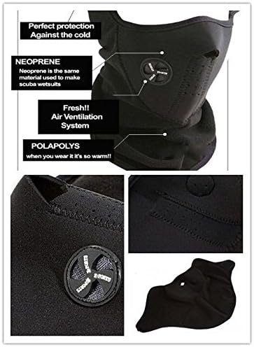 Red Motorcycle Neoprene Facemask Winter Snowboard Ski Half Face Mask Soft Cotton Fleece Neck Ear Warmer Protection Vented Fitted Velcro Adjustable Close Biker Cycling Facemask For Ducati MONSTER S2R 800 2005-2007