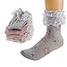 Deer Mum Lady Floral Pattern Soft Cotton Lace Crew Socks 5 Pairs (set1)