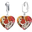 Handcrafted Heart Rose Live to Love Clip On Earrings