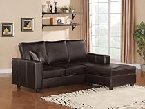 Big Sale 2pc. Reversible Chaise Sectional Sofa Espresso Bonded Leather Match Finish