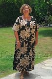 Round Neck Long Dress - Women's Orchid Monstera Caftan Kaftan Style Hawaiian Aloha Evening Pullover Dress - Regular & Plus Size
