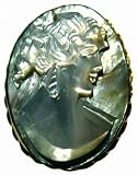 Cameo Pin Pendant Sterling Silver 18k Gold Plated Master Carved Italian Mother of Pearl