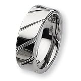 Grooved Polished Tungsten Carbide Ring (8.0 mm) - Sizes 7-13