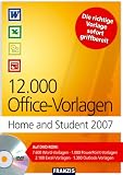 12.000 Office-Vorlagen Home and Student 2007, 1 DVD-ROM 7.600 Word-Vorlagen, 1.000 PowerPoint-Vorlagen, 2.100 Excel-Vorlagen, 1.300 Outlook-Vorlagen. Für Windows 98SE/ME/XP/Vista