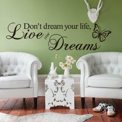 RRRLJL Live your dream Saying Wall Quotes Decal Home Decoration Sticker for Living Room Bedroom (Black, 22.5" × 6")