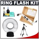 Orbis Ring Flash Attachment with Arm Bracket + Tripod + Accessory Kit for Canon, Nikon, Olympus, Pentax and Sony Flashes