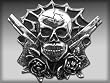 Silver Star "Gun Skull n' Roses" Metal Belt Buckle