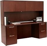66 Wood Veneer Credenza with Hutch