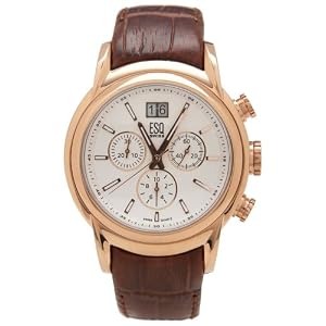 ESQ by Movado Men's 7301232 Quest Chronograph Brown Crocodile Grained Leather Strap Watch