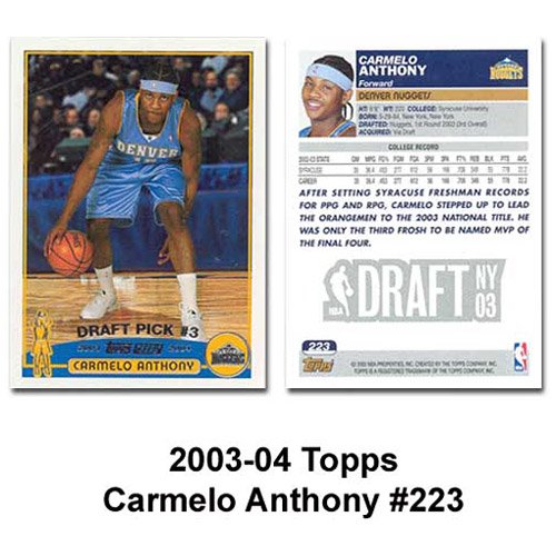 Topps Denver Nuggets Carmelo Anthony 2003-04 Draft Pick Rookie Card