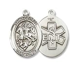 St. George Sterling Silver Medal with 18 Sterling Chain Military EMT Patron Saint of Boy Scouts & Soldiers