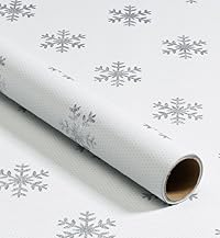 3m Silver Glitter Snowflake Christmas Wrapping Paper
