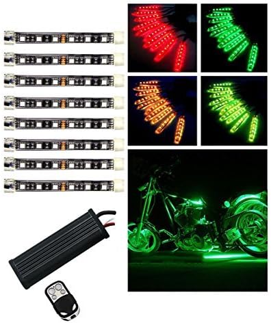 AXGLOW 8pc Million Color Motorcycle LED Lights Kit Remote Control and Waterproof Automotive Neon Accent Light