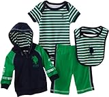Cheap Price U.S. POLO ASSN. Baby-Boys Newborn Four Piece Printed Hooded Pant Set Stores