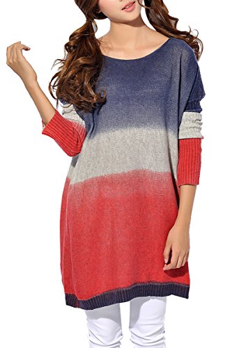 ELLAZHU Women Baggy Gradient Color Knit Pullover Dress Onesize SZ20