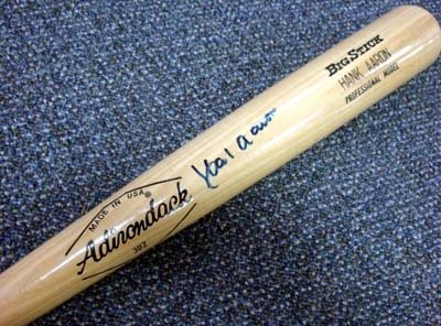 Hank Aaron Autographed/Hand Signed Adirondack Bat PSA/DNA #Q19508