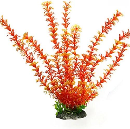New High Artificial Plastic Water Plant for Aquarium Decoration Fish Tank Ornament Orange set30