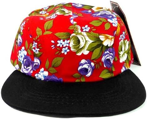 Junior Kids 5 Panel Camp Hats Fashion - Children Floral Caps 14 - Red Crown