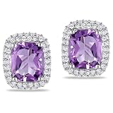 Sterling Silver, Amethyst and White Sapphire Earrings