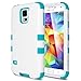 ULAK Galaxy S5 Case, 3-Piece Shock Absorbing Dual Layer Protective Case with Soft Silicone Skin Hard PC Grip Cover for Samsung Galaxy S5 (2014) (White/Blue)
