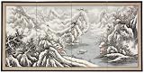 Unique Asian D�cor & Gifts - 36 x 72 Snowy River Brush Art Oriental Wall Screen Painting