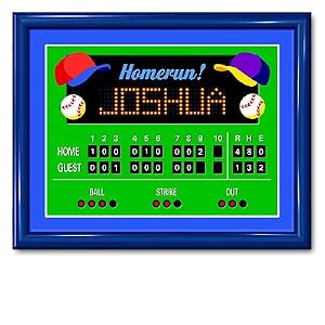 Olive Kids Game On Baseball Scoreboard Large Framed Art- Gloss Navy Frame by Olive Kids