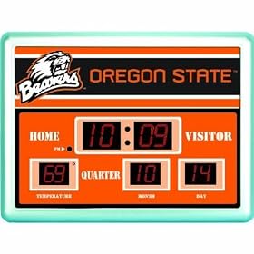 Oregon State Beavers Scoreboard Clock Thermometer NFL Football Fan Shop Sports Team... from Thermometer Clocks