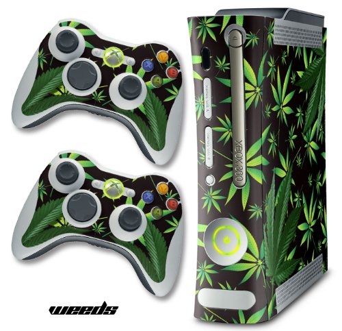New XBOX 360 Console Protective Decal Skin - Weeds - Black